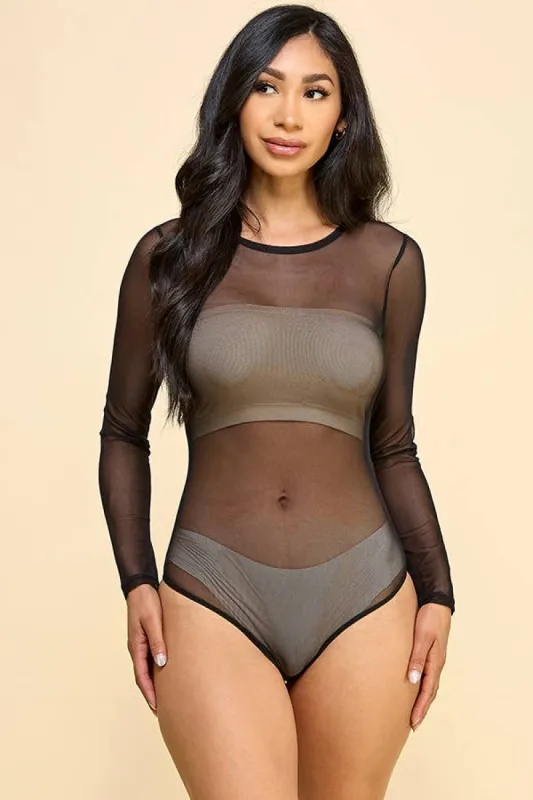 Crew Neck Mesh Bodysuit sold by Heart & Hips