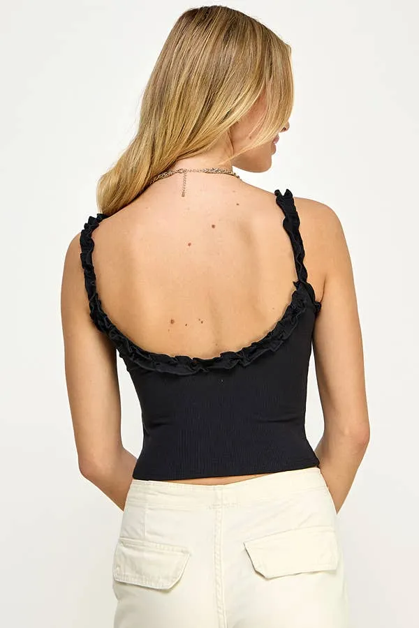 RUFFLE STRAPPED RIB CAMI TOP sold by Heart & Hips product image thumbnail 2