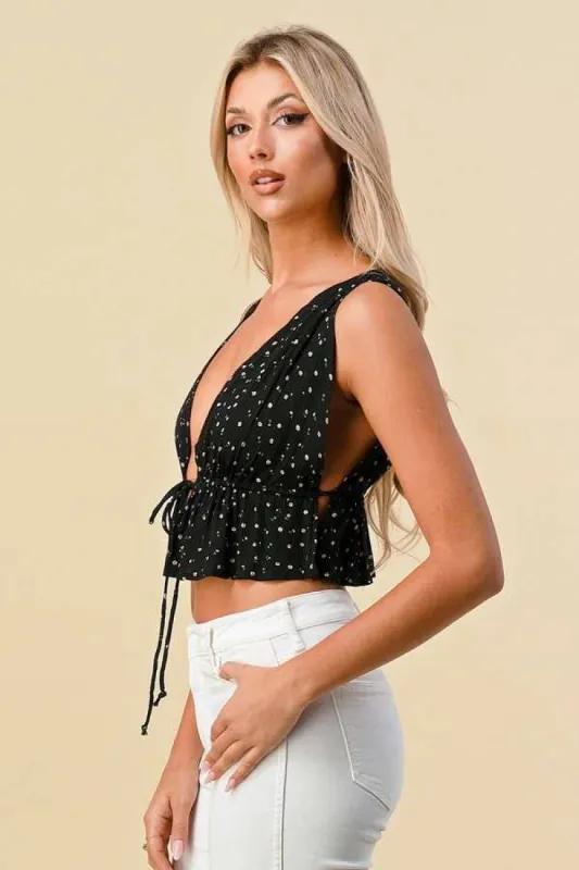 Front Tie Printed Tank Top sold by Heart & Hips