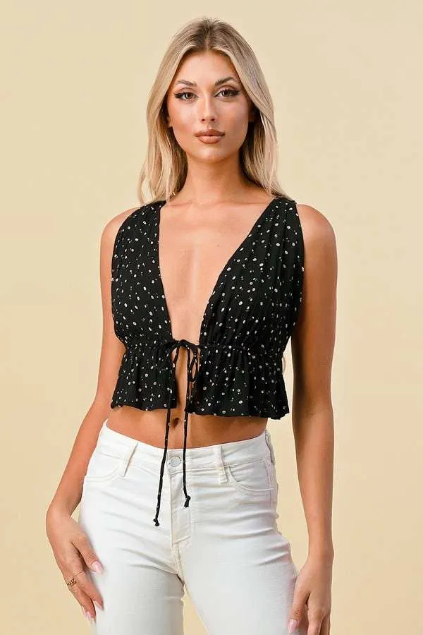 Front Tie Printed Tank Top sold by Heart & Hips product image thumbnail 2