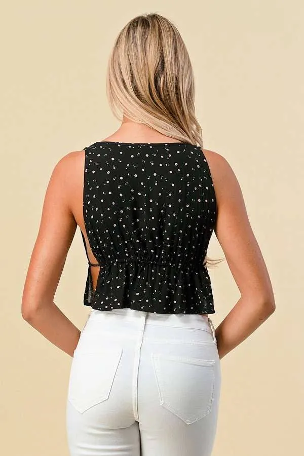 Front Tie Printed Tank Top sold by Heart & Hips product image thumbnail 3