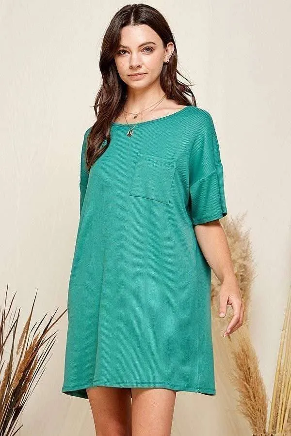 BRUSHED RIB T-SHIRT DRESS WITH POCKET sold by Heart & Hips product image thumbnail 2