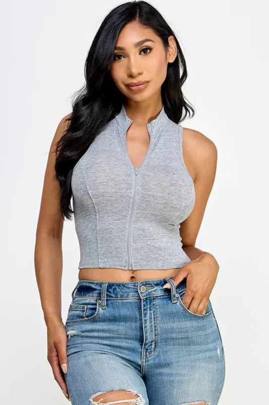 ZIP UP FRONT MOCK NECK TANK TOP sold by Heart & Hips