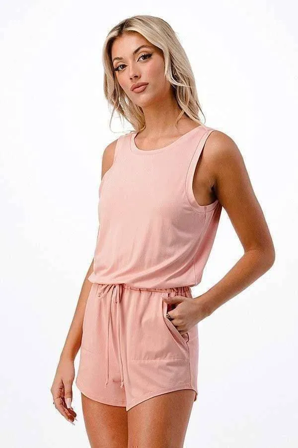 LOWCUT SURPLICE ROMPER WITH SIDE POCKETS sold by Heart & Hips product image thumbnail 5