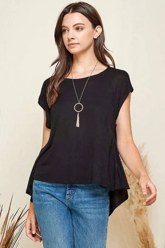 OVERSIZED FLOWY HIGH LOW RAGLAN TEE sold by Heart & Hips