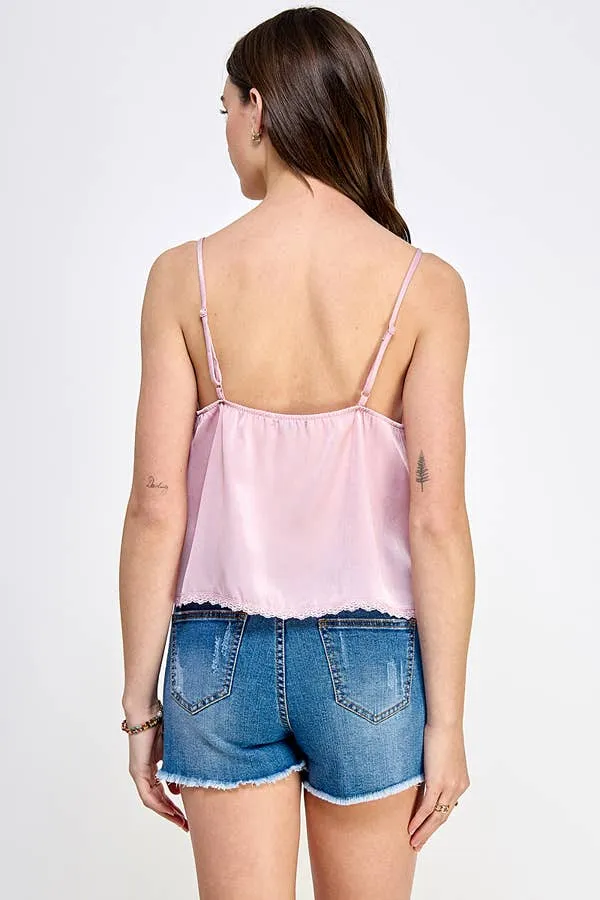 LACE TRUM DETAIL WOVEN CAMI TOP sold by Heart & Hips product image thumbnail 3