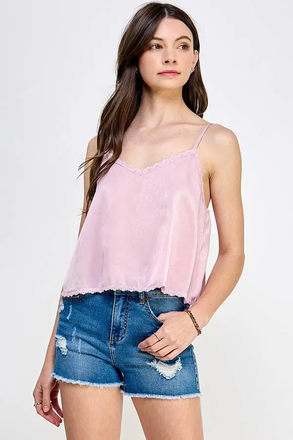 LACE TRUM DETAIL WOVEN CAMI TOP sold by Heart & Hips