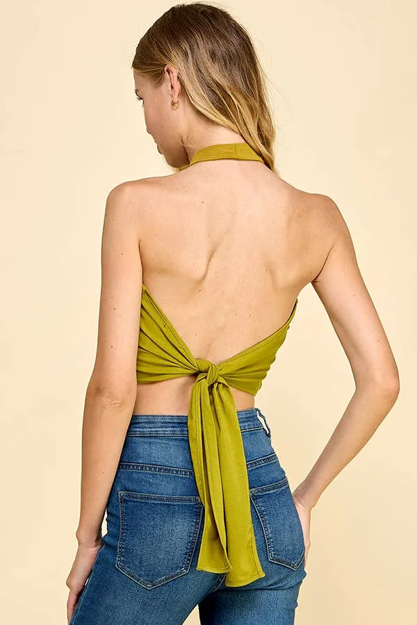 MOCK NECK BACK TIE SUPER CROP TOP sold by Heart & Hips product image thumbnail 3