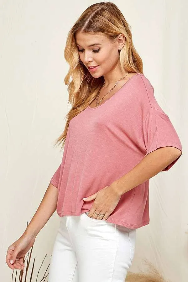 ROUND NECK DROP SHOULDER OVERSIZED TOP sold by Heart & Hips product image thumbnail 2