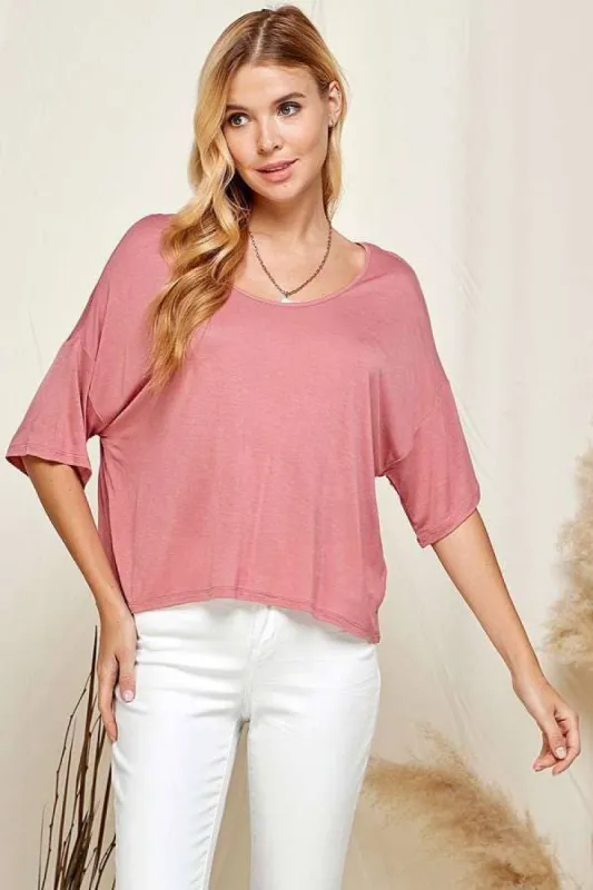 ROUND NECK DROP SHOULDER OVERSIZED TOP sold by Heart & Hips
