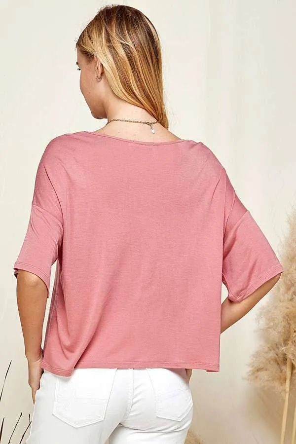 ROUND NECK DROP SHOULDER OVERSIZED TOP sold by Heart & Hips product image thumbnail 3