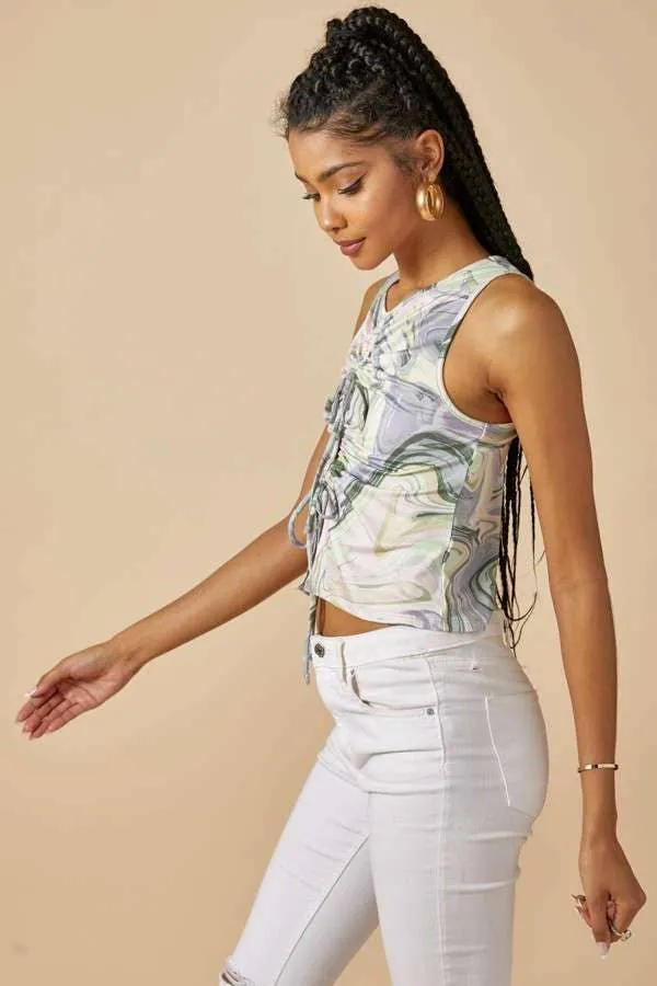 Double Keyhole Tie Front Sleeveless Top sold by Heart & Hips product image thumbnail 2