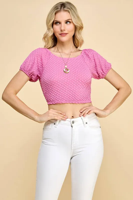 PUFF SLEEVE LACE UP BACK KNIT TOP sold by Heart & Hips