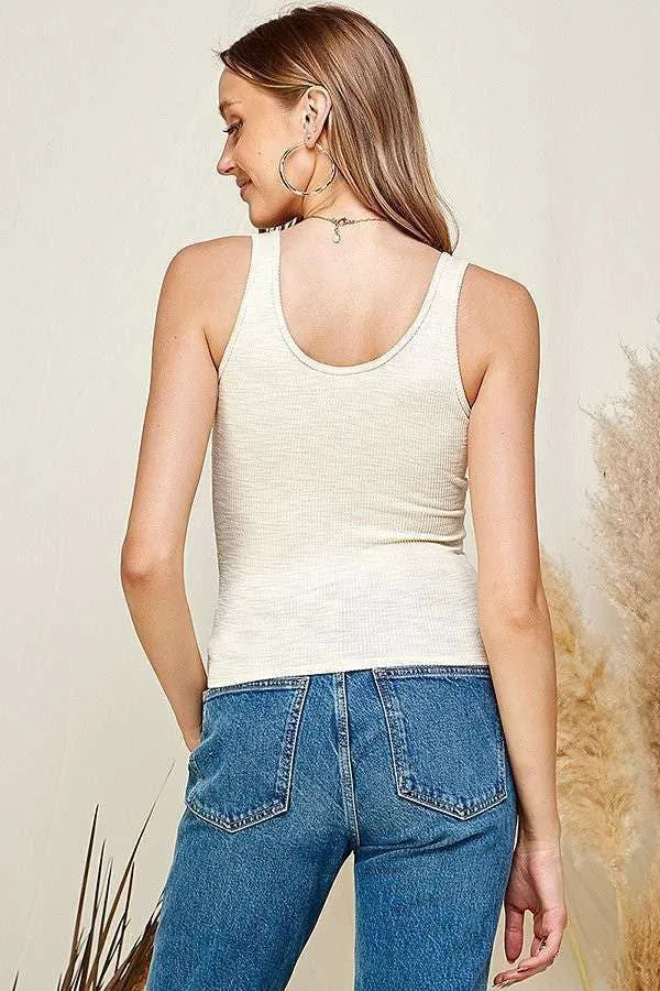 Button Detail Jacquard Rib Tank Top sold by Heart & Hips product image thumbnail 2