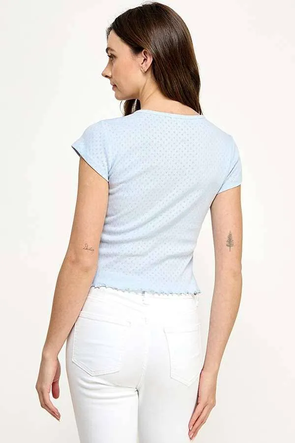 POINTELLE NOTCH NECK TEE sold by Heart & Hips product image thumbnail 3