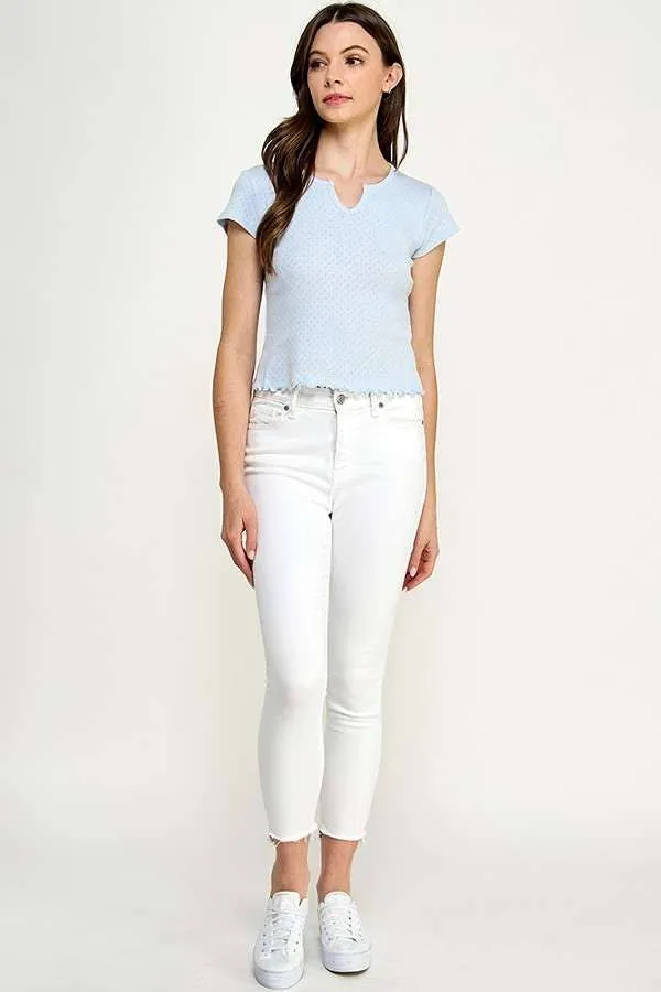 POINTELLE NOTCH NECK TEE sold by Heart & Hips product image thumbnail 4