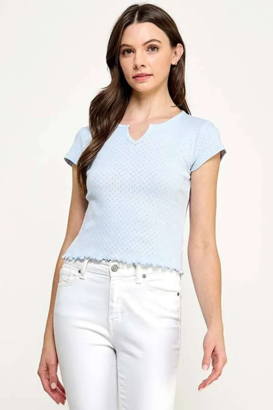 POINTELLE NOTCH NECK TEE sold by Heart & Hips