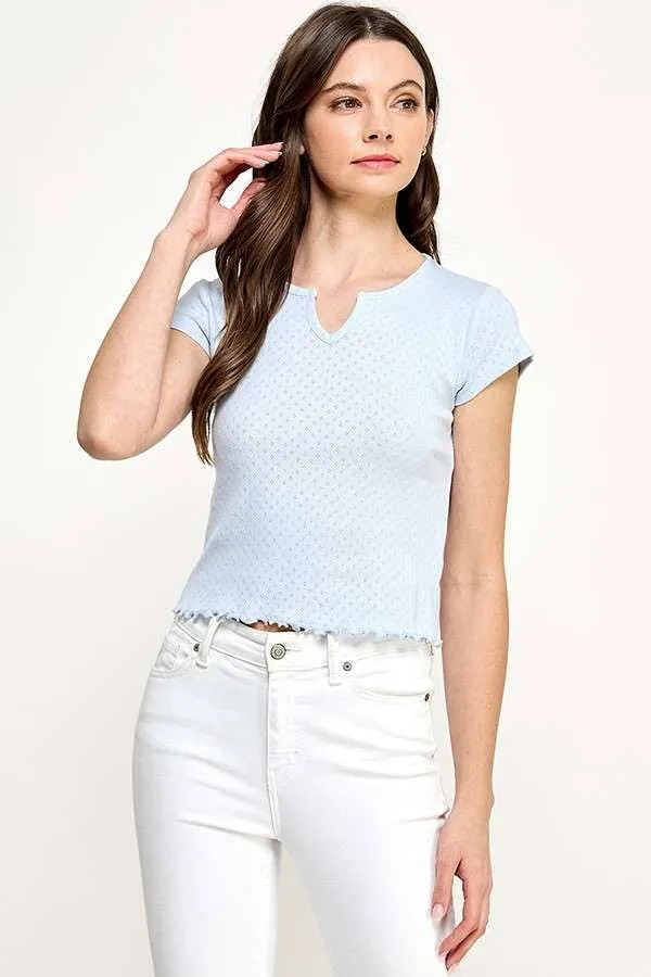 POINTELLE NOTCH NECK TEE sold by Heart & Hips product image thumbnail 2