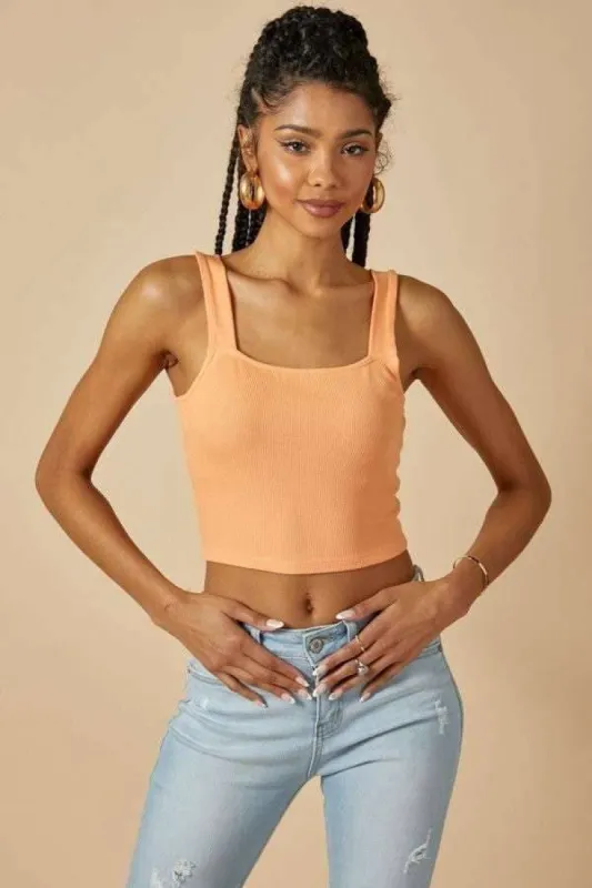 SQUARED NECK WITH WIDE CUT STRAP RIB TANK TOP sold by Heart & Hips