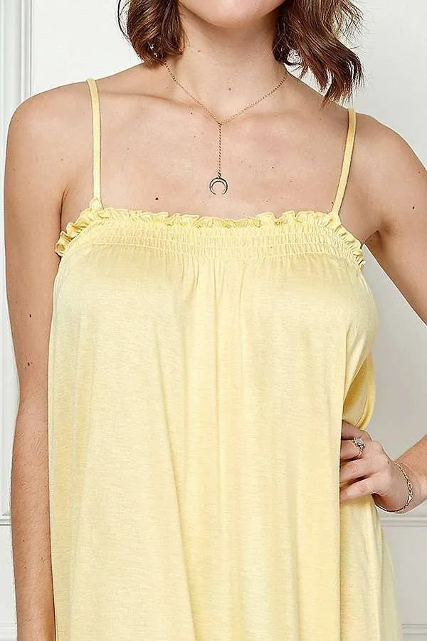 SMOCKED RUFFLE EDGE LOW CUT MAXI DRESS sold by Heart & Hips product image thumbnail 3