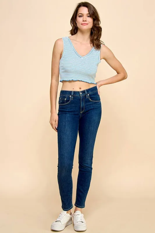 Double V-Neck Rib Crop Top sold by Heart & Hips
