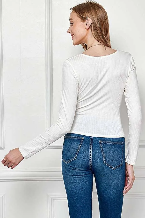 Button Down Rib Crop Top sold by Heart & Hips product image thumbnail 3