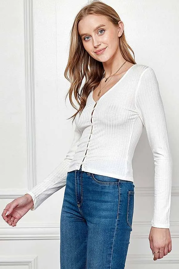 Button Down Rib Crop Top sold by Heart & Hips product image thumbnail 2