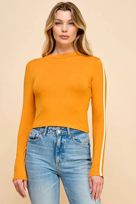 Contrast Sleeve Detail Crop Top sold by Heart & Hips