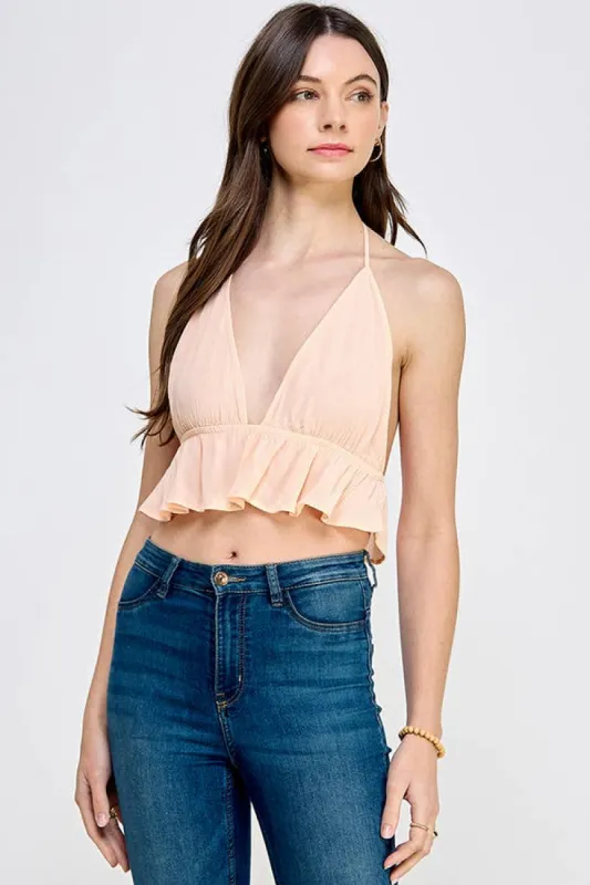 Backless Bra Halter With Ruffle Top sold by Heart & Hips