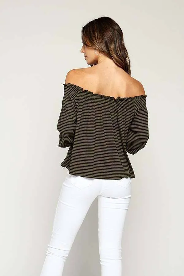 3/4 SLV OFF SHOULDER RIB TOP sold by Heart & Hips product image thumbnail 3