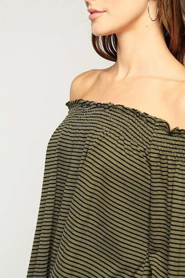 3/4 SLV OFF SHOULDER RIB TOP sold by Heart & Hips product image thumbnail 2