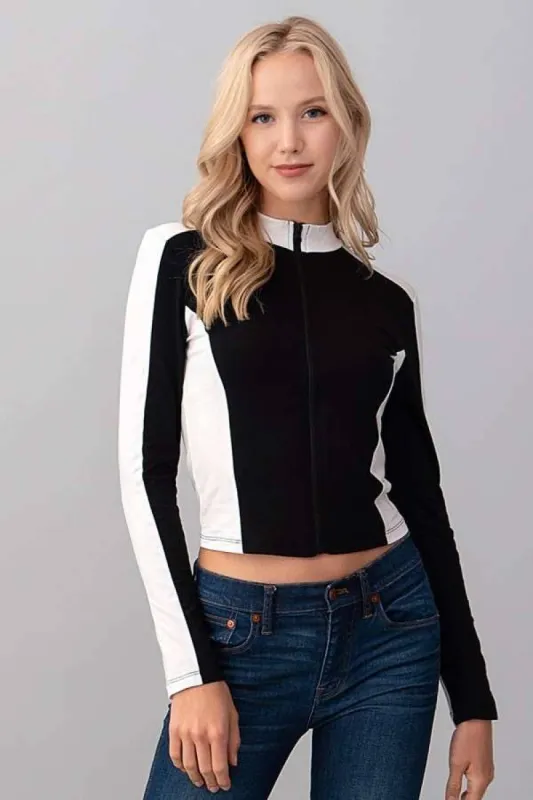 ZIP UP CONTRAS COLOR BLOCK JACKET sold by Heart & Hips