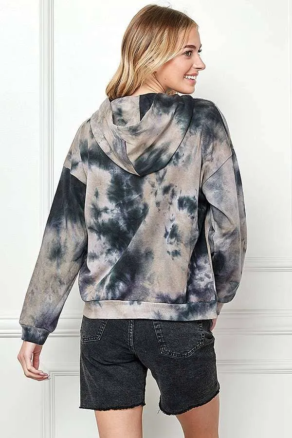 TIE DYE FRENCH TERRY PULLOVER HOODIE LONG SLEEVE TOP sold by Heart & Hips product image thumbnail 3
