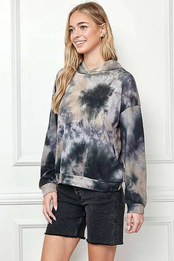 TIE DYE FRENCH TERRY PULLOVER HOODIE LONG SLEEVE TOP sold by Heart & Hips product image thumbnail 2