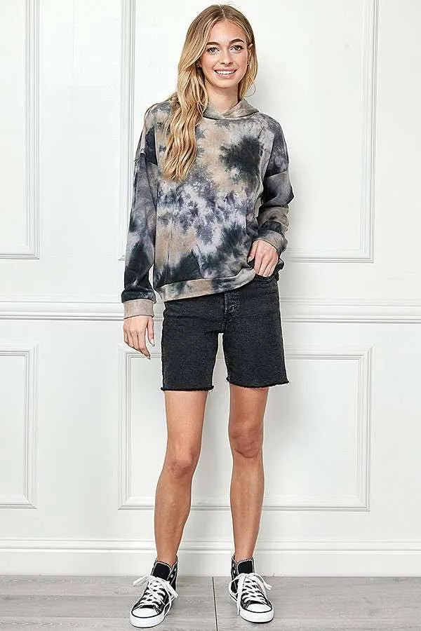 TIE DYE FRENCH TERRY PULLOVER HOODIE LONG SLEEVE TOP sold by Heart & Hips product image thumbnail 5