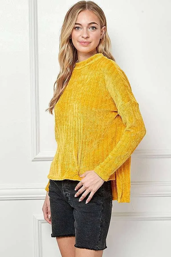 MOCK NECK DETAIL CHENILLE LONG SLEEVE TOP sold by Heart & Hips product image thumbnail 3
