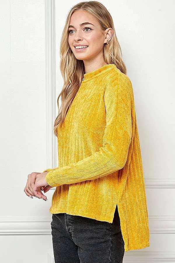 MOCK NECK DETAIL CHENILLE LONG SLEEVE TOP sold by Heart & Hips product image thumbnail 2
