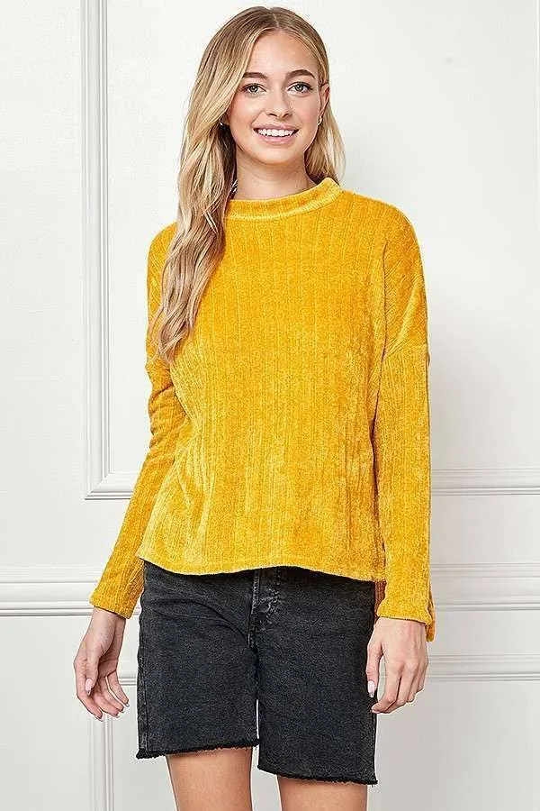 MOCK NECK DETAIL CHENILLE LONG SLEEVE TOP sold by Heart & Hips product image thumbnail 5