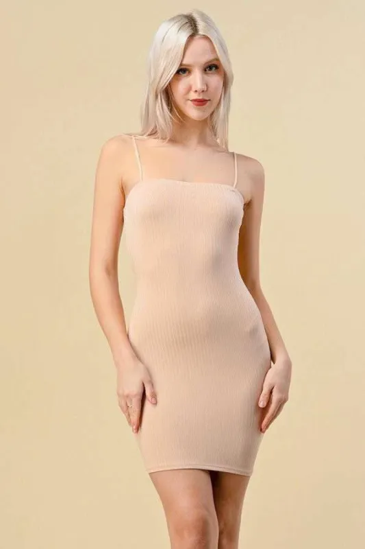 SQUARE NECK RIBBED CAMI MINI DRESS sold by Heart & Hips