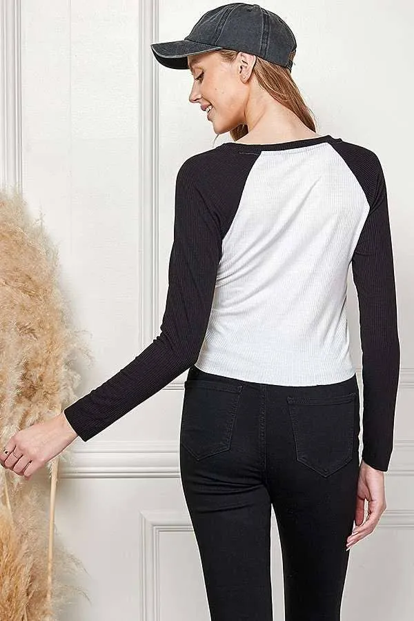 RAGLAN COLOR BLOCK RIB TOP sold by Heart & Hips product image thumbnail 3