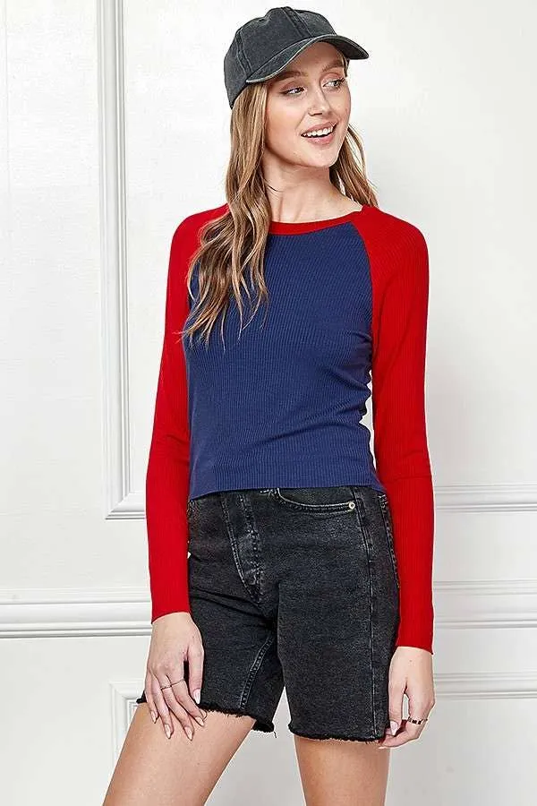 RAGLAN COLOR BLOCK RIB TOP sold by Heart & Hips product image thumbnail 5