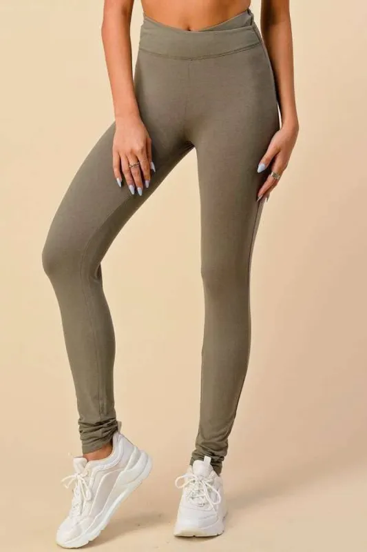 OVERLAP WAIST BAND LEGGINGS sold by Heart & Hips
