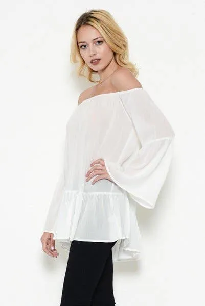 Off Shoulder Bell Sleeve Top sold by Heart & Hips product image thumbnail 2