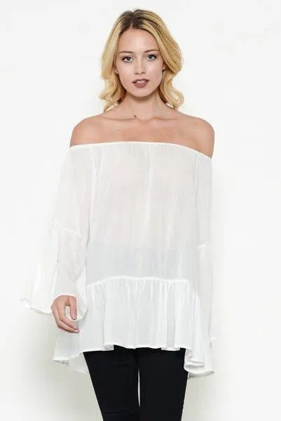 Off Shoulder Bell Sleeve Top sold by Heart & Hips
