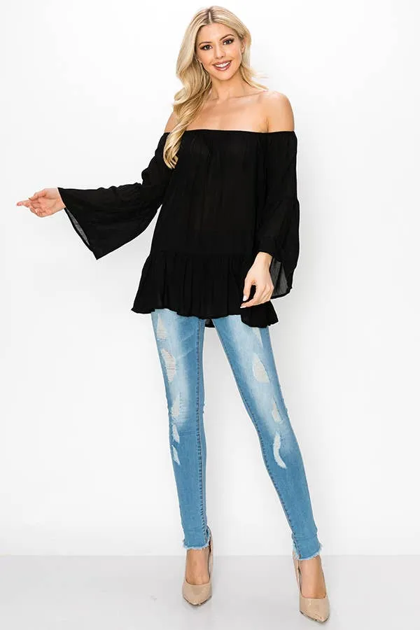 Off Shoulder Bell Sleeve Top sold by Heart & Hips product image thumbnail 4