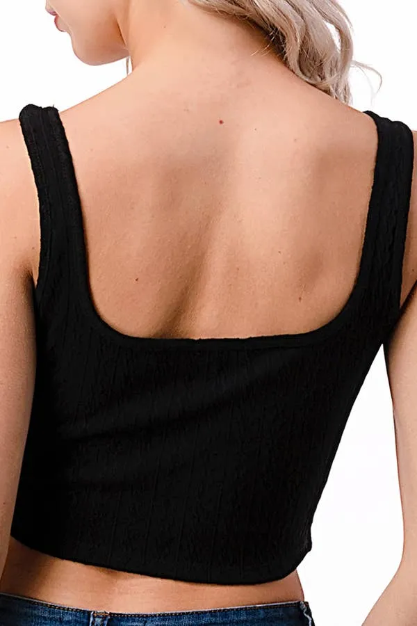 CABLE KNIT TANK CROP TOP sold by Heart & Hips product image thumbnail 4