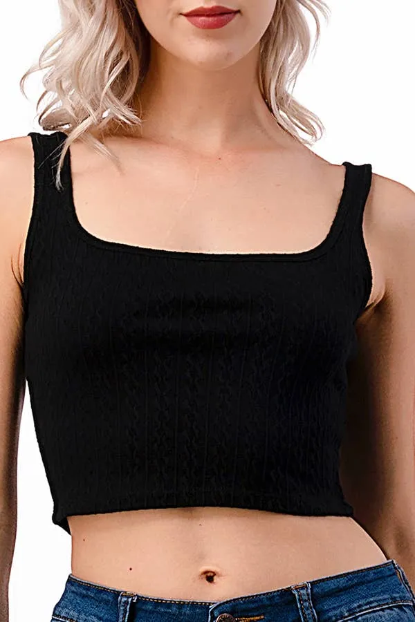 CABLE KNIT TANK CROP TOP sold by Heart & Hips product image thumbnail 5