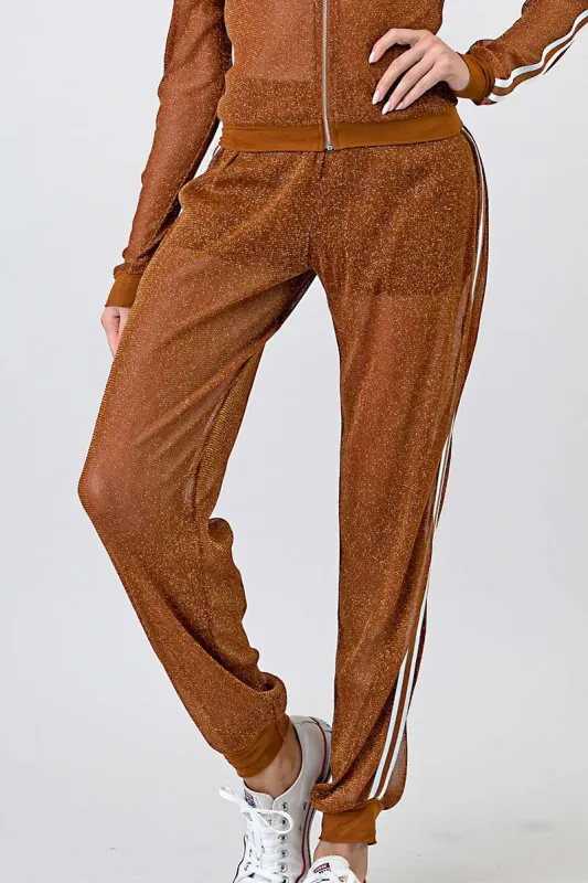Metallic Power Mesh Jogger Pants sold by Heart & Hips