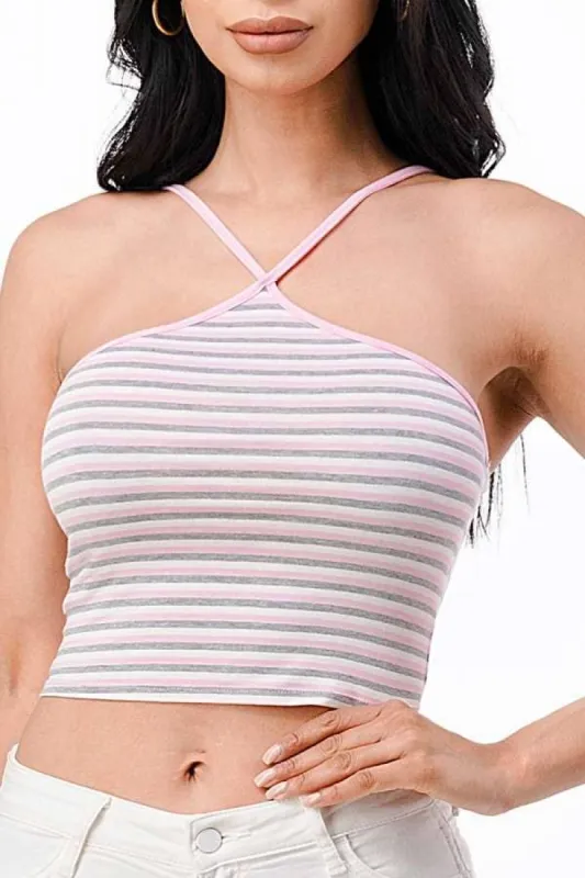 Halter Cami Y/D Stripe Top sold by Heart & Hips