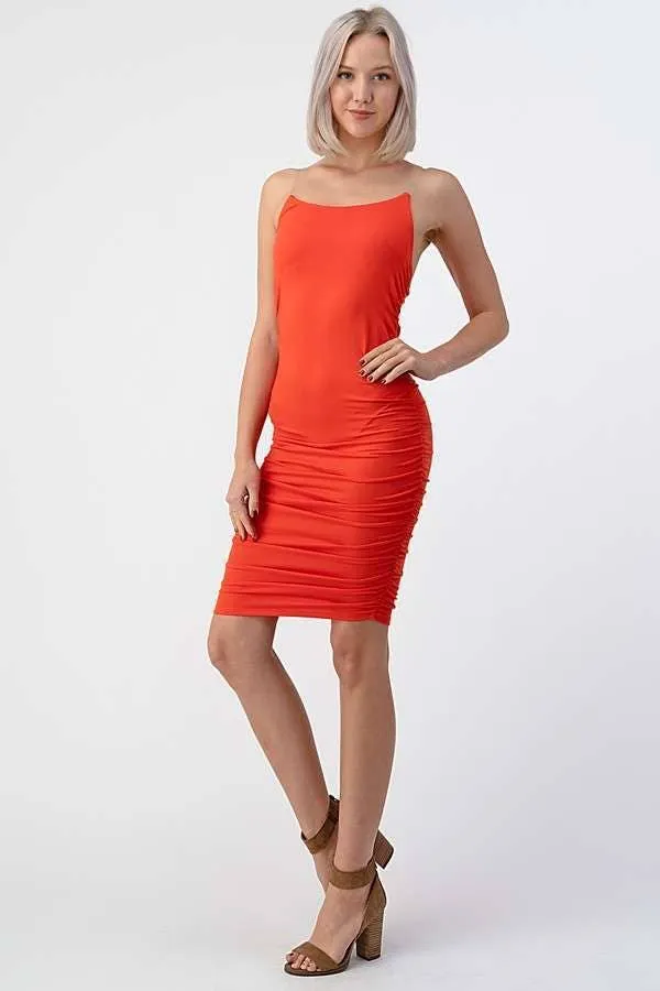 INVISIBLE SHOULDER STRAP WITH RUCHED MINI DRESS sold by Heart & Hips product image thumbnail 2
